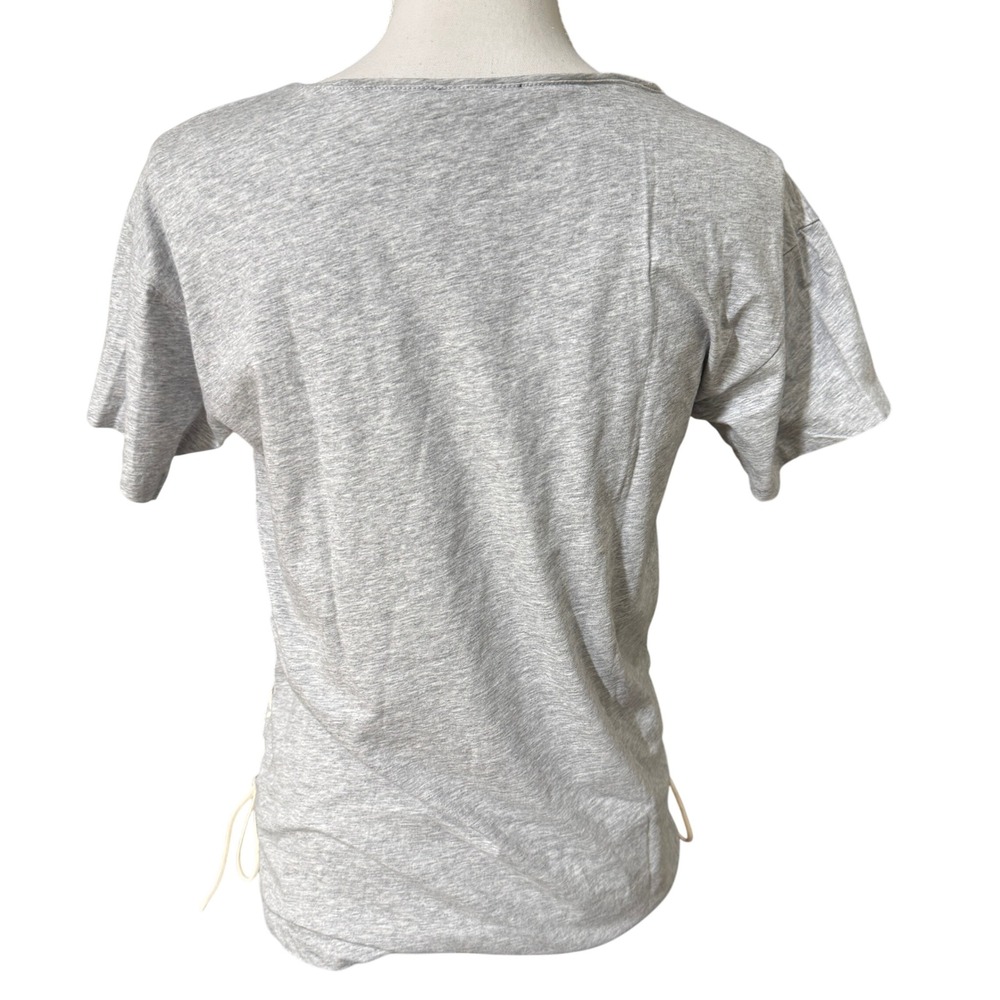 J. Crew Women's Heather Gray Lace Up Side Tie Cotton T-Shirt Size S Short Sleeve - Picture 8 of 11
